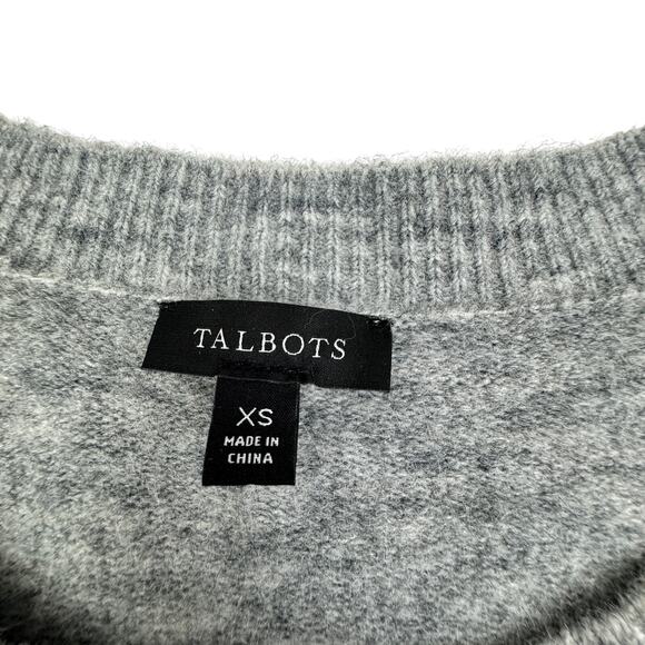 Talbots Wool Blend Soft Comfy Classy Silver Rhinestone Beaded Sweater Women's XS - Picture 6 of 7